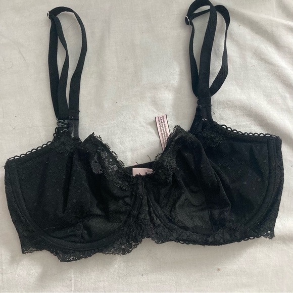 Victoria's Secret Push Up Without Padding Black Sheer Lace Bra Size 34 DD - Picture 1 of 5